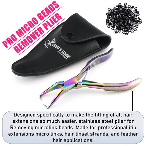Professional Hair Extension Tools Microlink Bead Remover Plier for Hair Extensions Removal Micro Ring Beads Opener 5.5 Inch Pliers Silver Polish Stainless Steel – Cross Edge Corporation (Rainbow)