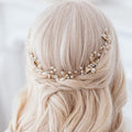 PTORIZNY Crystal Wedding Hair Comb Rhinestone Pearl Bride Hair Combs Gold Side Hair Combs Leaf Pearl Headpiece Bridal Hair Accessories for Women Christmas hair accessories