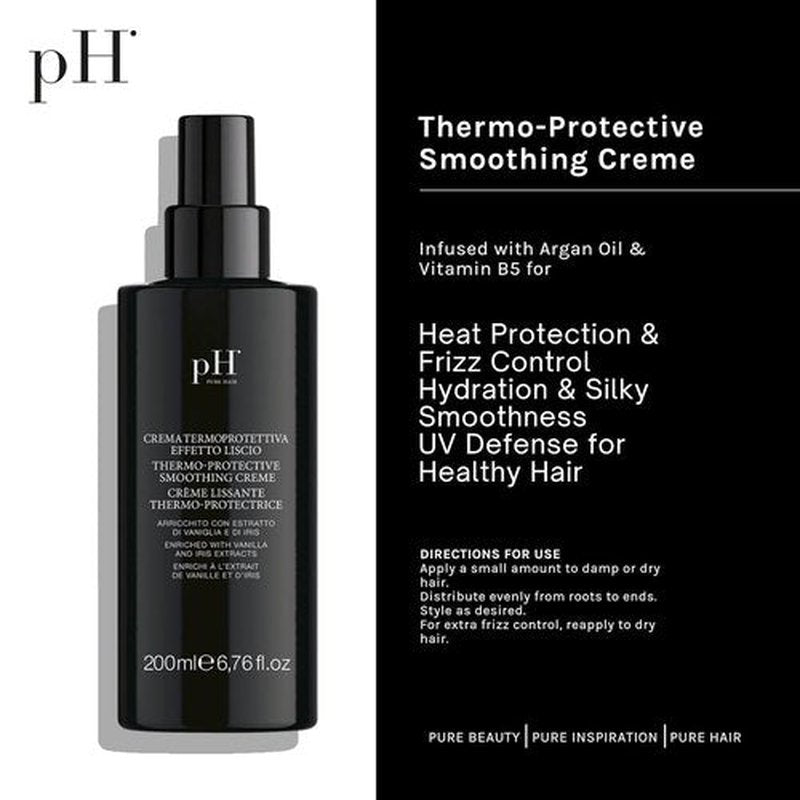 pH PURE HAIR Thermo-Protective Smoothing Crème - Anti-Frizz & Heat Protection - 6.7 oz Keratin Treatment
