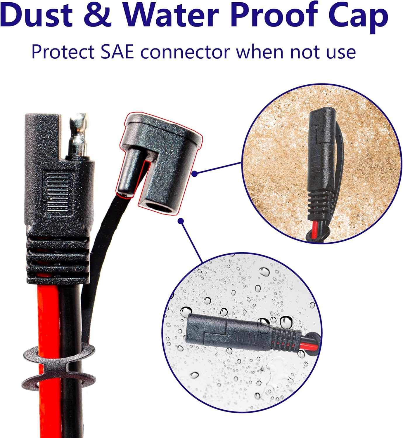 10AWG 2FT Charger Cable, SAE to O Ring Terminal Quick Disconnect Harness, 2 Pin SAE Connector Extension Cables Cord with 15& 20A Fuse for Car, Motorcycle, Solar Panel