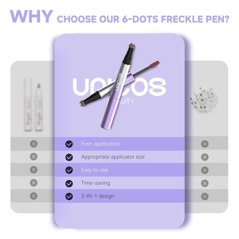 Unicos Freckle Stamp - 2-in-1 Freckle Pen with Blush | Quick-Drying, Waterproof, Natural Makeup - Sunkiss