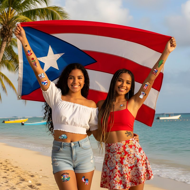 Yoyuspy Puerto Rico Tattoo Stickers - 200+ Puerto Rico Party Decorations Favors Supplies, Pr Puerto Rican Tattoo Stickers Gifts, Puerto Rican Birthday Decor Gifts for Women Men