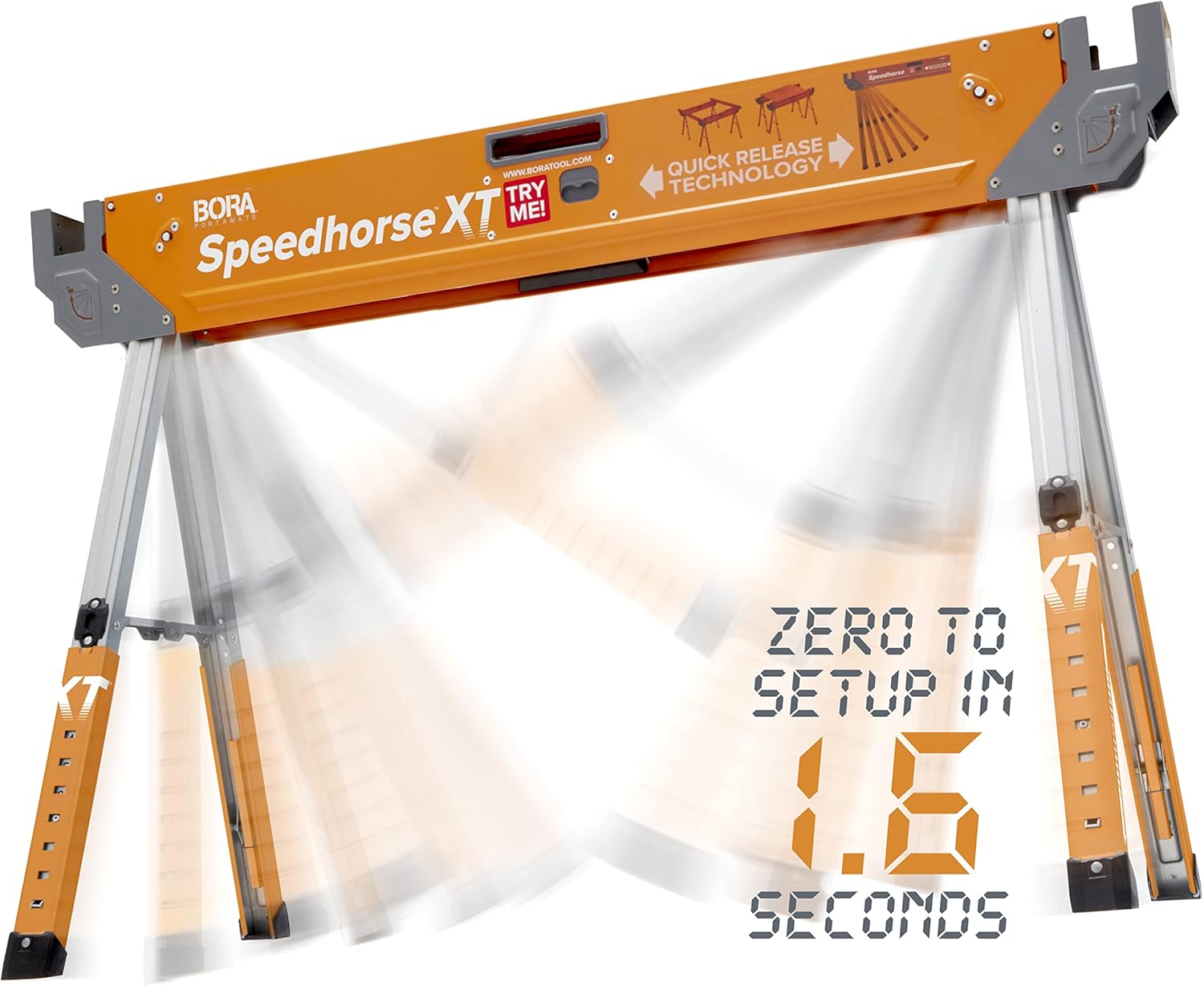 Bora Portamate Speedhorse XT Sawhorse Pair - Heavy Duty Adjustable 30-36 Inch Metal Top | Ideal for Contractors & Carpenters
