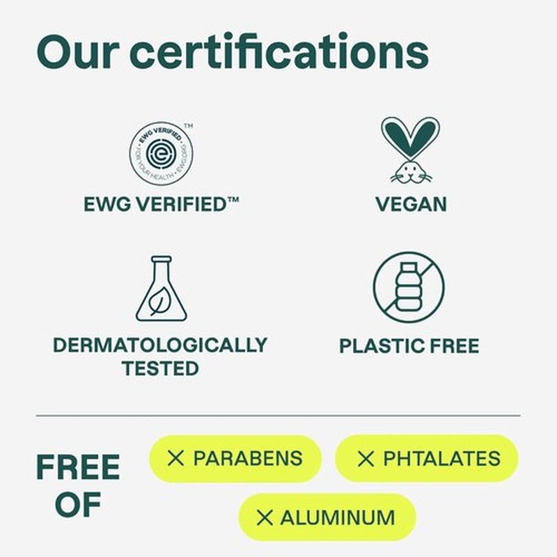 ATTITUDE Plastic-Free Deodorant - EWG Verified, Vegan & Aluminum-Free, Vine Leaves & Pomegranate, 3 Oz