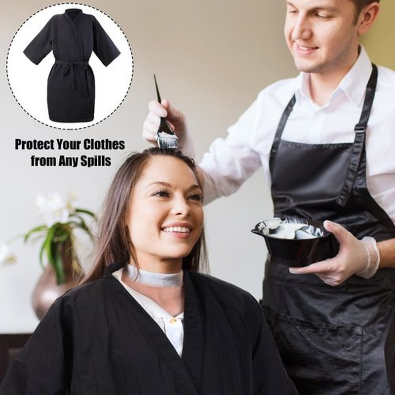 Pasimy 10 Pieces Salon Client Gown Hair Salon Smocks Capes Haircut Cape Salon Robes for Client Barber Apron Cover for Stylist(No Pocket Black)
