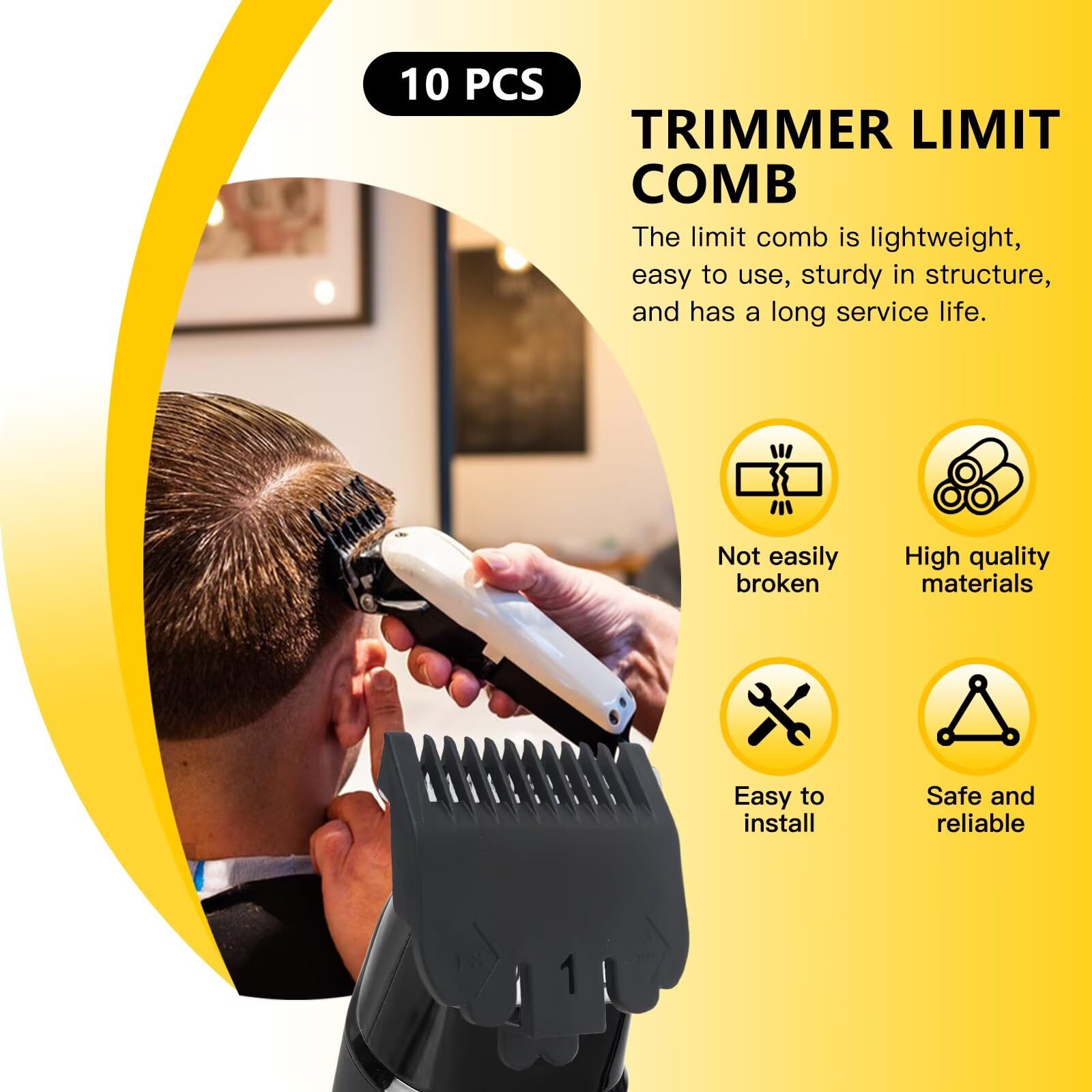 10 Pack Clipper Guards Set Replacement Fits for Limural K11S/ Novah HCL-001/ Surker K7S/K9C/K9S - 1/16" to 1", Black by YTXXDEUS