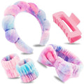 Canitor Spa Headband Wrist Bands with Hair Clips Skincare Makeup Self Skin Care Washing Face Vanity Accessories Things Teens Teenager Tween Clean Girl Gifts Cute Tie Dye Trendy Stuff