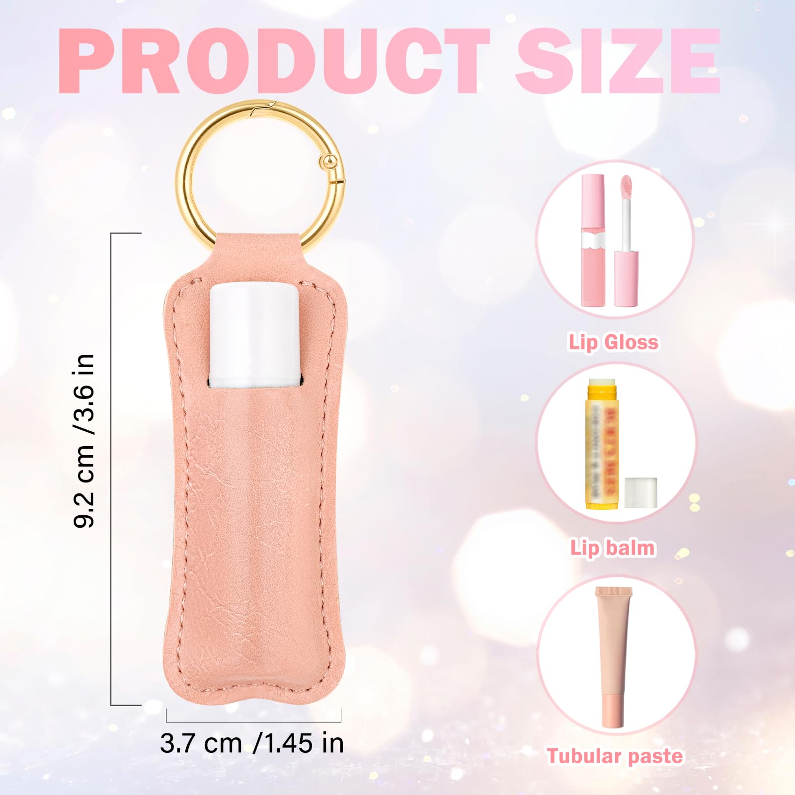 LUCKINEE 3PCS Lip Balm Holder For ChapStick Key Chain Lipstick Holder Key Chain, PU Leather Lip Balm Holder Pouch Keychain Lip Gloss Keychain With O Spring Key Chains Women Cute