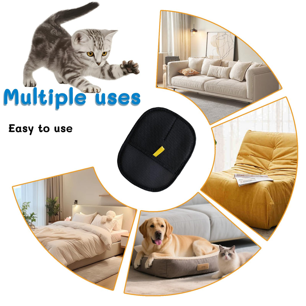 SHBLOMK 2PCS Pet Hair Removal Gloves, Reusable Double Sided Electrostatic Pet Hair Remover Gloves, Washable Dog & Cat Grooming Gloves for Furniture, Bed, Sheets, Couch, Clothes, Carpet and Car Seat