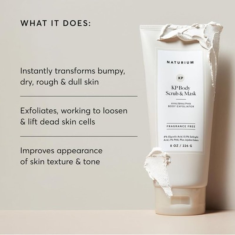 Naturium KP Body Scrub - Exfoliating Bump Eraser & Mask for Keratosis Pilaris, 8 oz