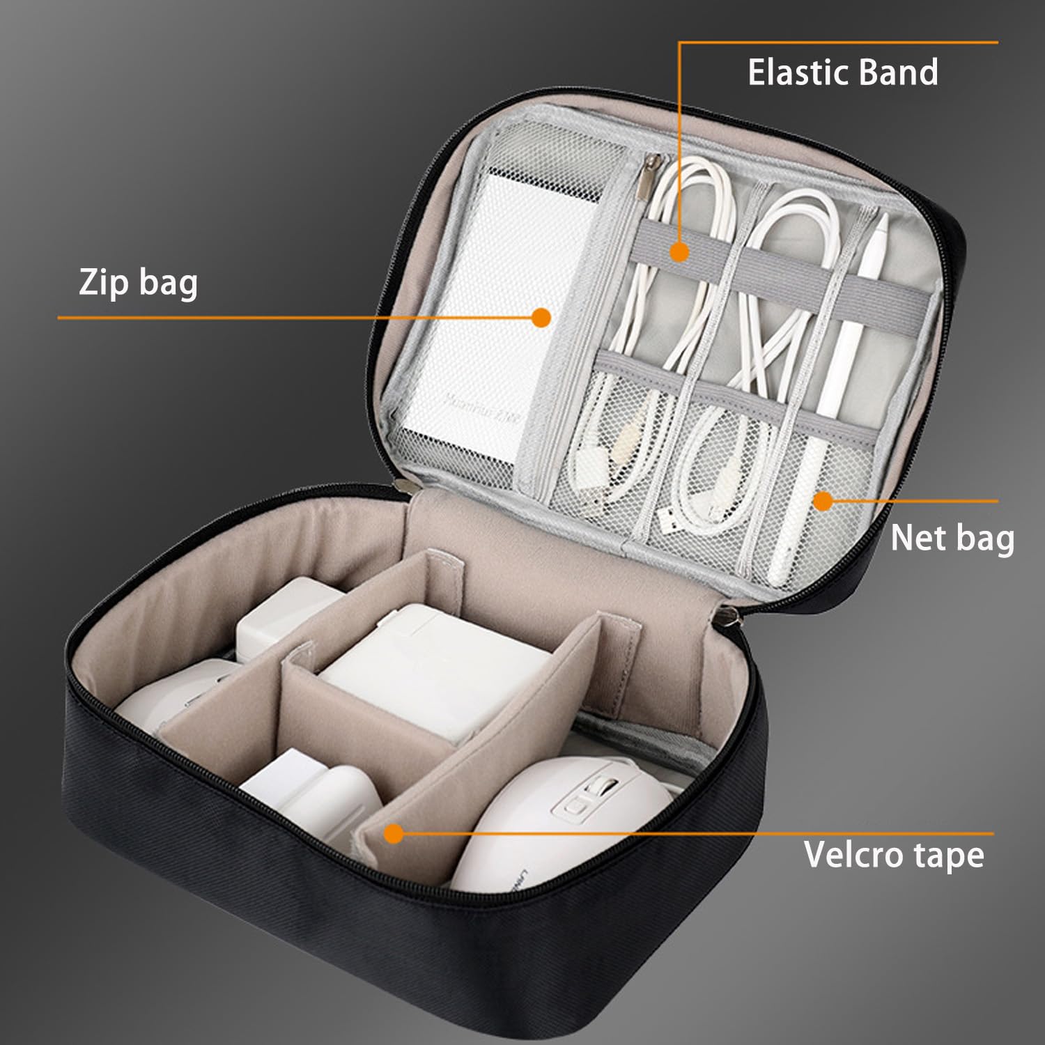 AYANICA Big Organizer Bag Electronic Devices Case Travelling Pouch for USB Charger Cable Accessories Mouse Phone SD Power Bank Earphone Organized