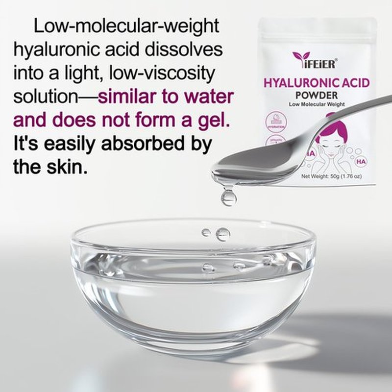 iFEiER Hyaluronic Acid Powder | Low Molecular Weight Hyaluronic Acid Powder | 50g(1.76oz) Cosmetics Grade | Sodium Hyaluronate HA | LMW HMW HA ingredient for DIY Serums