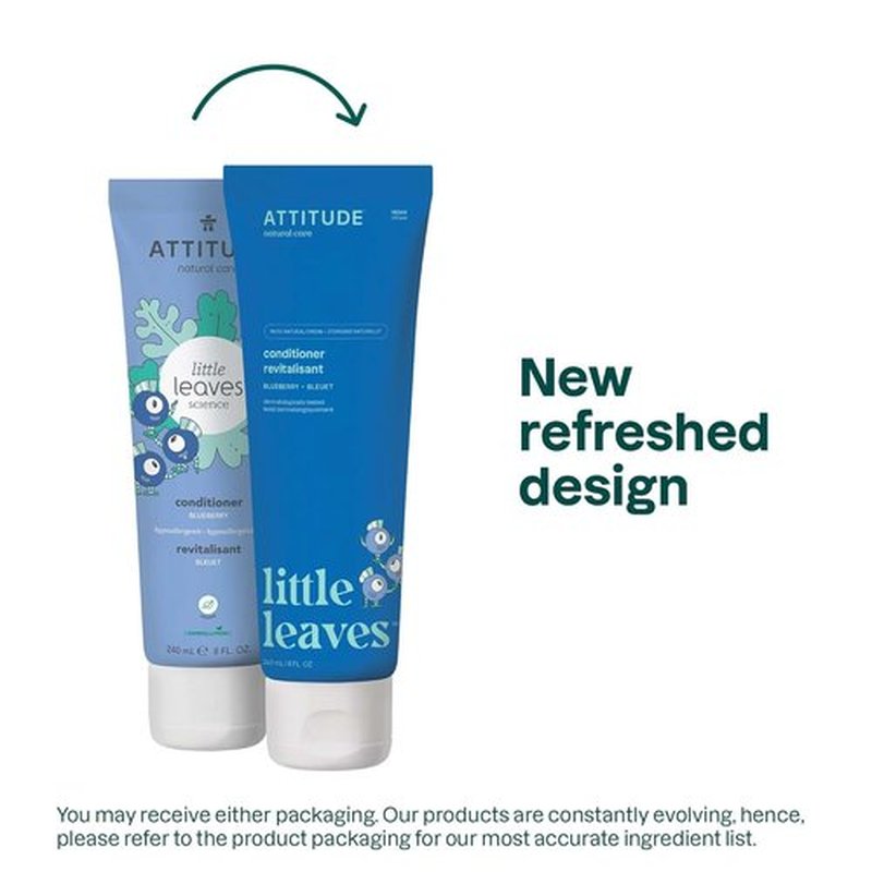 ATTITUDE Kids Hair Conditioner - Vegan Plant-Based Detangler with Blueberry - 8 Fl Oz