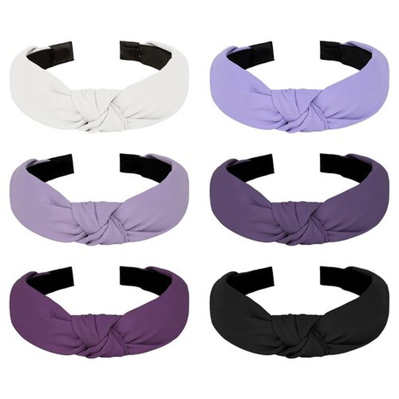Amariver Knotted Headband for Women Non-slip Head Bands Top Knot Headbands Solid Colors Purple Headbands Fashion Hair Accessories for Women Girls