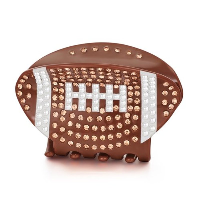 HolidayQbee Brown Acrylic Hair Clips For Women With Football Hair Clip Sport Brown Hair Clip With Claw Fashion Strong Hair Fix Claw Clips