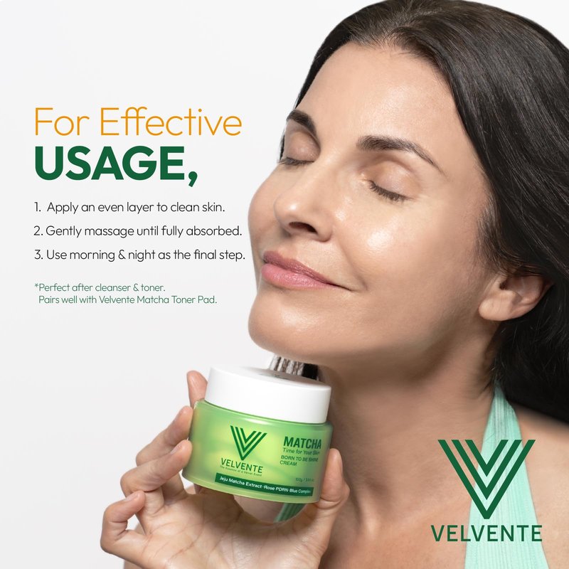 VELVENTE Matcha Hydrating Facial Moisturizer, Rose PDRN All-in-One Skin Face Cream for Redness, Dark Spot, Acne-Prone Skin, Brightening, Anti-Aging, Barrier Support Cream, Korean Skincare 3.53 oz