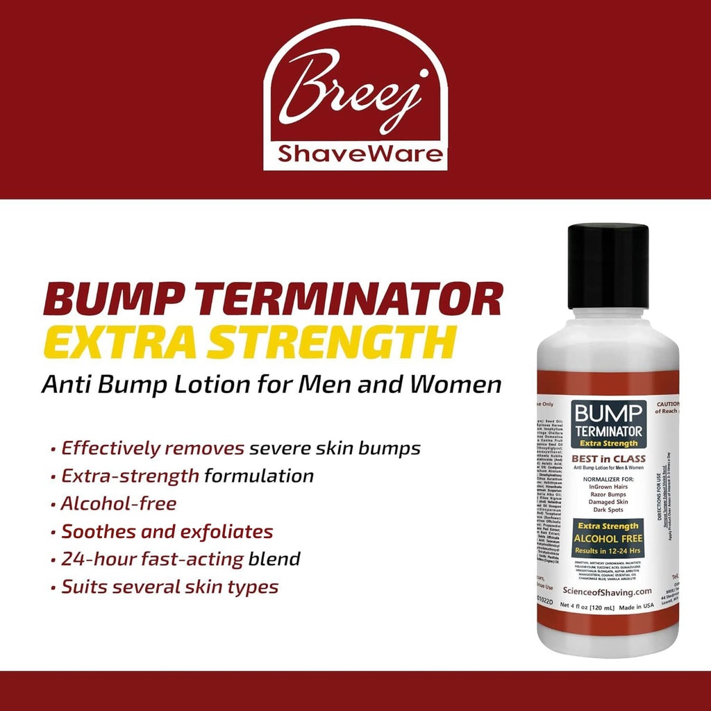 Bump Terminator Extra Strength Alcohol-Free Bumps Lotion, Razor Bump Treatment for Men & Women (4 Fluid Ounces)