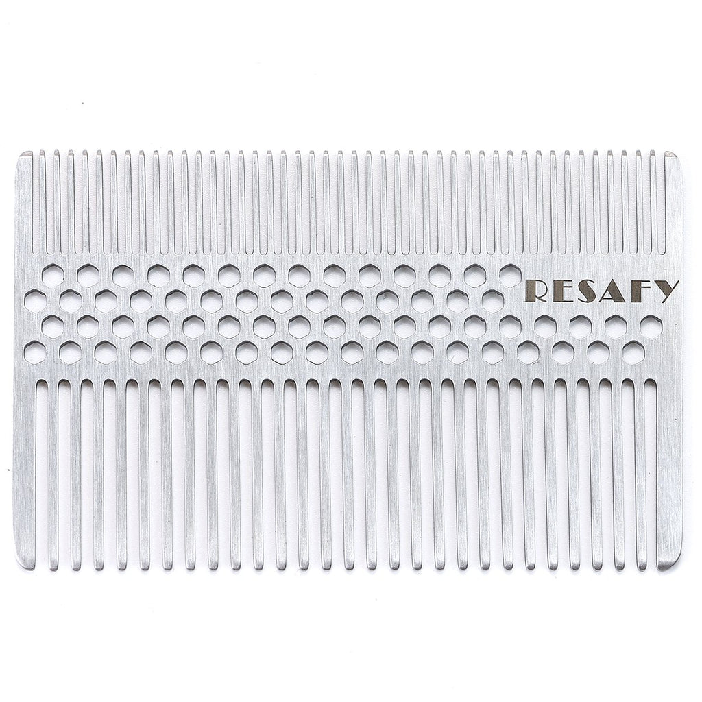 Resafy Stainless Steel Fine-tooth Anti-static Pocket & Travel Men Wallet Comb, Dandruff & Beard Credit Cart Size Comb EDC for Thinner Hair Beard & Mustache
