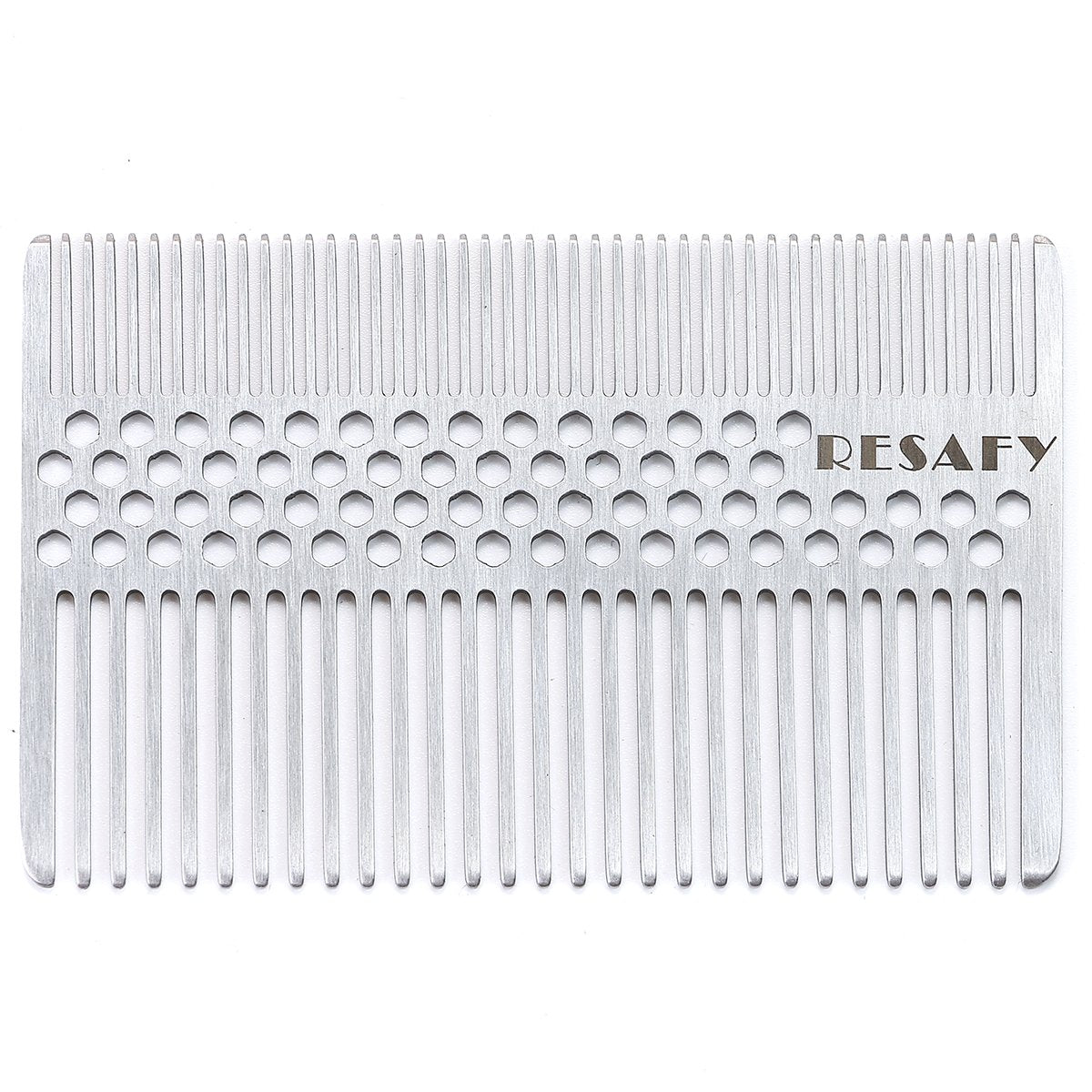 Resafy Stainless Steel Fine-tooth Anti-static Pocket & Travel Men Wallet Comb, Dandruff & Beard Credit Cart Size Comb EDC for Thinner Hair Beard & Mustache