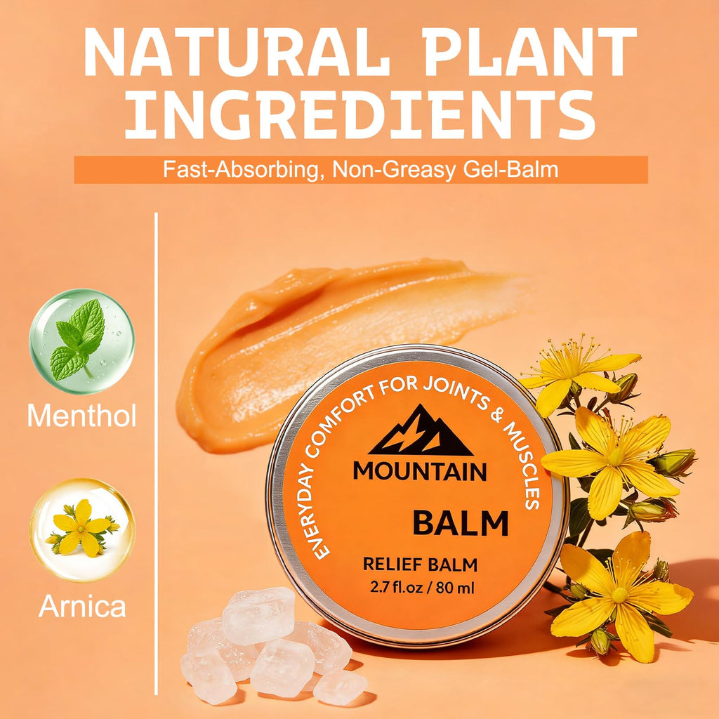 2PCS Mountain Relief Balm, Soothing Gel Cream for Knee, Foot, Back & Joint Relief, Fast Absorbing, Non-Greasy Formula 2.7fl oz
