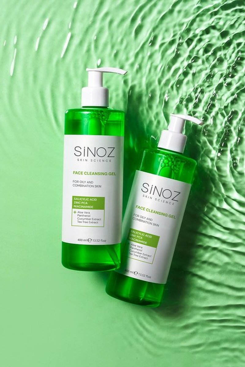 Sinoz Perfect Sebum Balancing Facial Cleansing Gel | With Salicylic Acid & Niacinamide | For Oily & Combination Skin | Deep Pore Cleanser & Oil Control | 400 ml