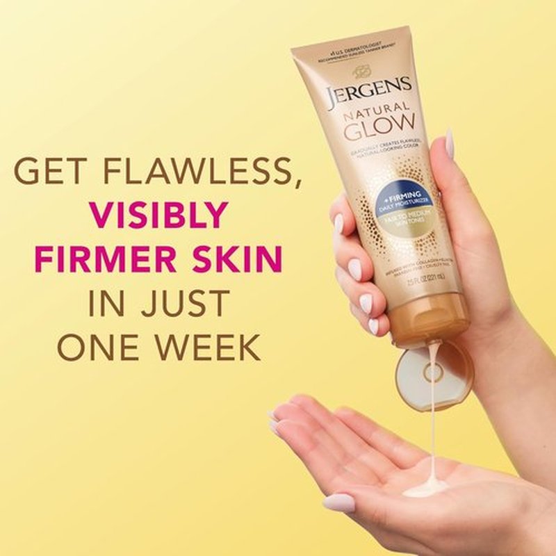 Jergens Natural Glow Firming Self Tanner Lotion - Sunless Tanning Moisturizer for Fair to Medium Skin, 7.5 Fl Oz
