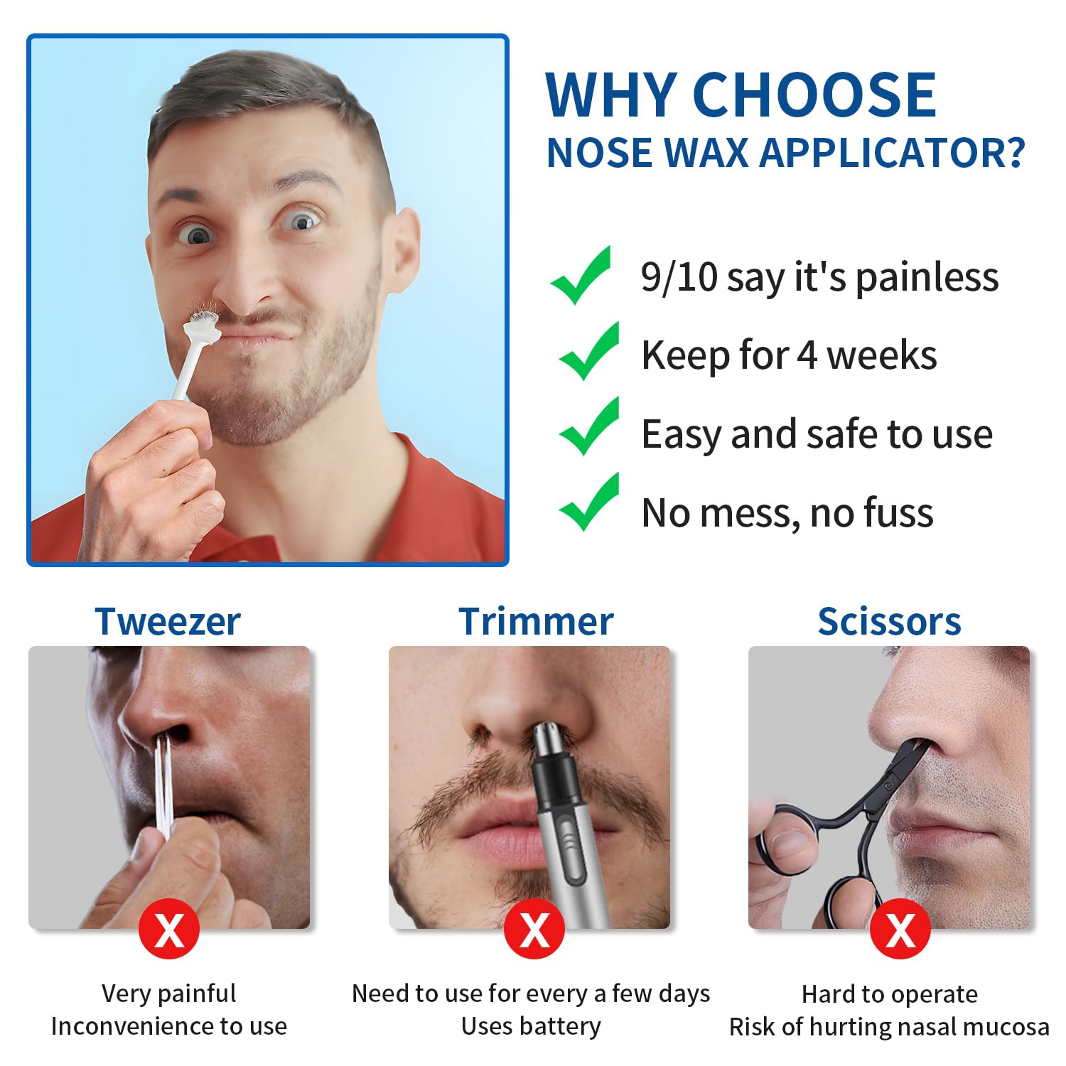 OAKEER Hair Remover 40 Pcs Nose Wax Sticks for Nostril Nasal Cleaning Ear Hair Removal