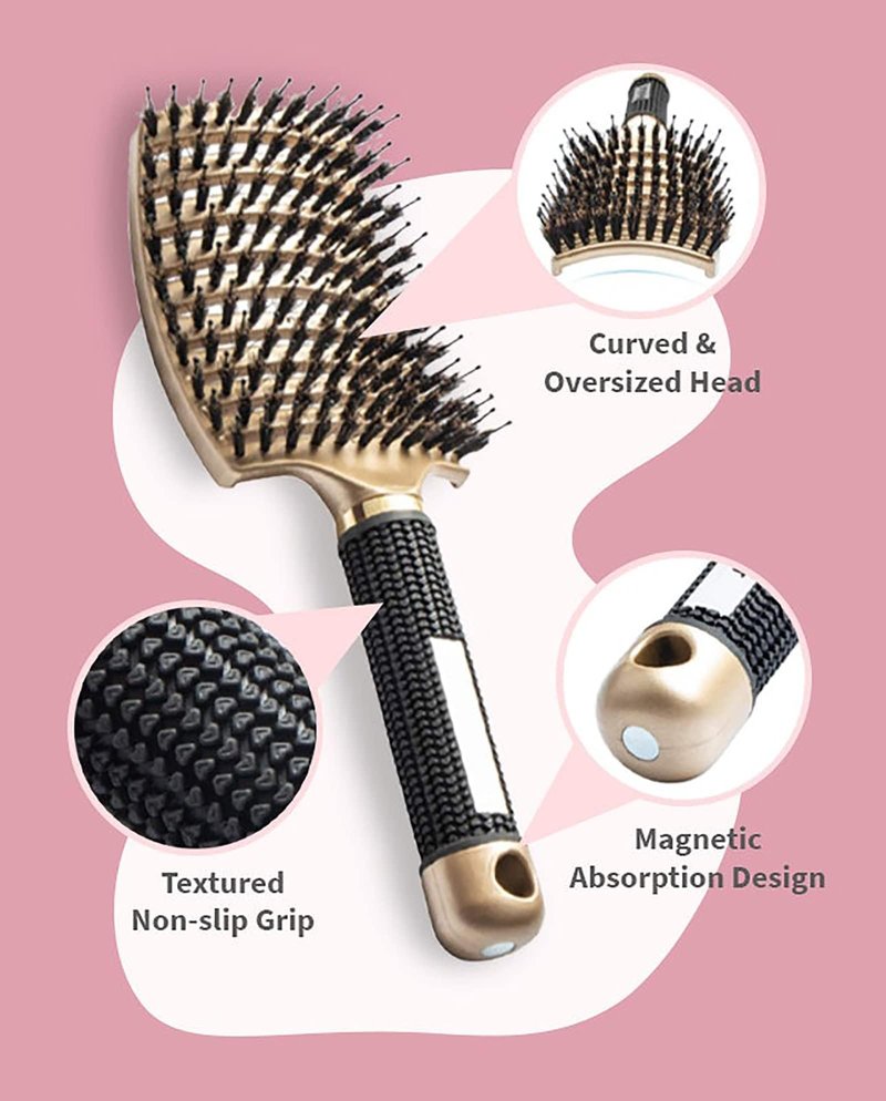 Voremy Magical Brush Detangler, Ultra Detangling Brush, For Wet Or Dry Detangling HairBrush For Men, Women And Kids, Fast Drying Styling Massage curved Hairbrush (Rainbow-A)