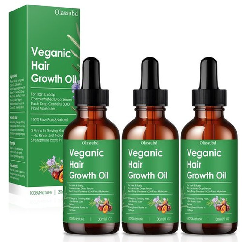 Hair Growth Oil with Rosemary Castor Oil Vegan Strengthening Formula for Thinning Hair Regrowth Treatment in Natural Vegan Hair Serum to Nourish Scalp Stimulate Follicles 3PCS for Man and Women