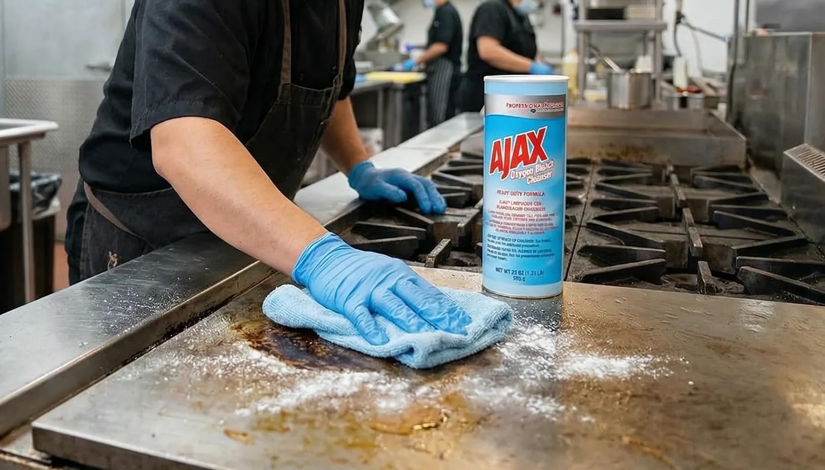 Ajax Professional Heavy Duty Oxygen Bleach Powder Cleanser 21 Oz (Pack of 2) bundled with Micro Fiber Cloth