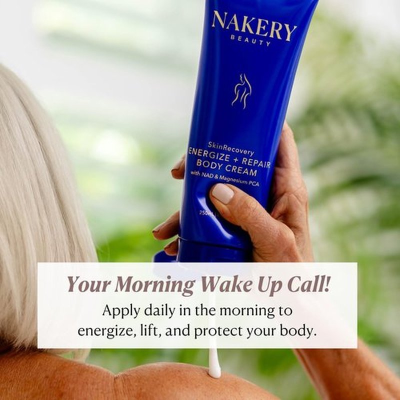 Nakery SkinRecovery Energize + Repair Body Cream (8.4 Fl Oz), Anti Fatigue Body Cream with 4X Magnesium Complex, NAD+ Moisturizer, Fast Absorbing Firming Skincare, Made in the USA
