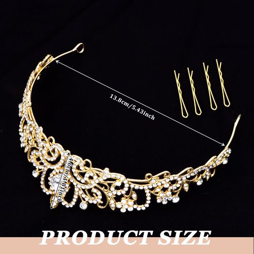 CIEHER 8 PCS Gold Crowns for Women, Crystal Queen Crown Princess Tiaras for Prom Birthday Party Halloween Costume