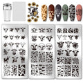 PH PandaHall 3pcs Cow-Theme Nail Stamping Plates 56 Patterns Cow Spots Nail Art Stencils Cute Animal Manicure Art Templates Leopard Nails Image Plates for Women Manicures Design Printing Supplies