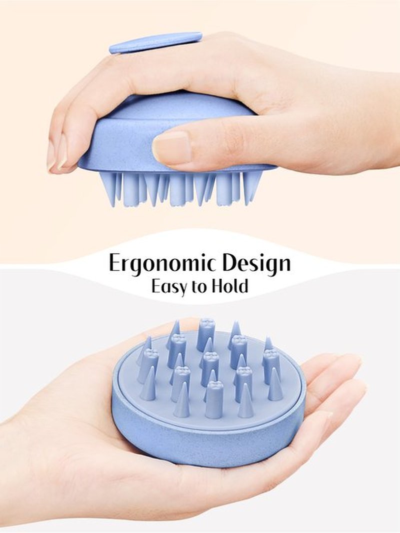 HEETA Hair Scalp Massager for Hair Growth, Shampoo Brush, Scalp Scrubber Exfoliator with Soft Silicone Bristles for Dandruff Removal to Relieve Stress, Wet Dry Use Updated Material, Blue