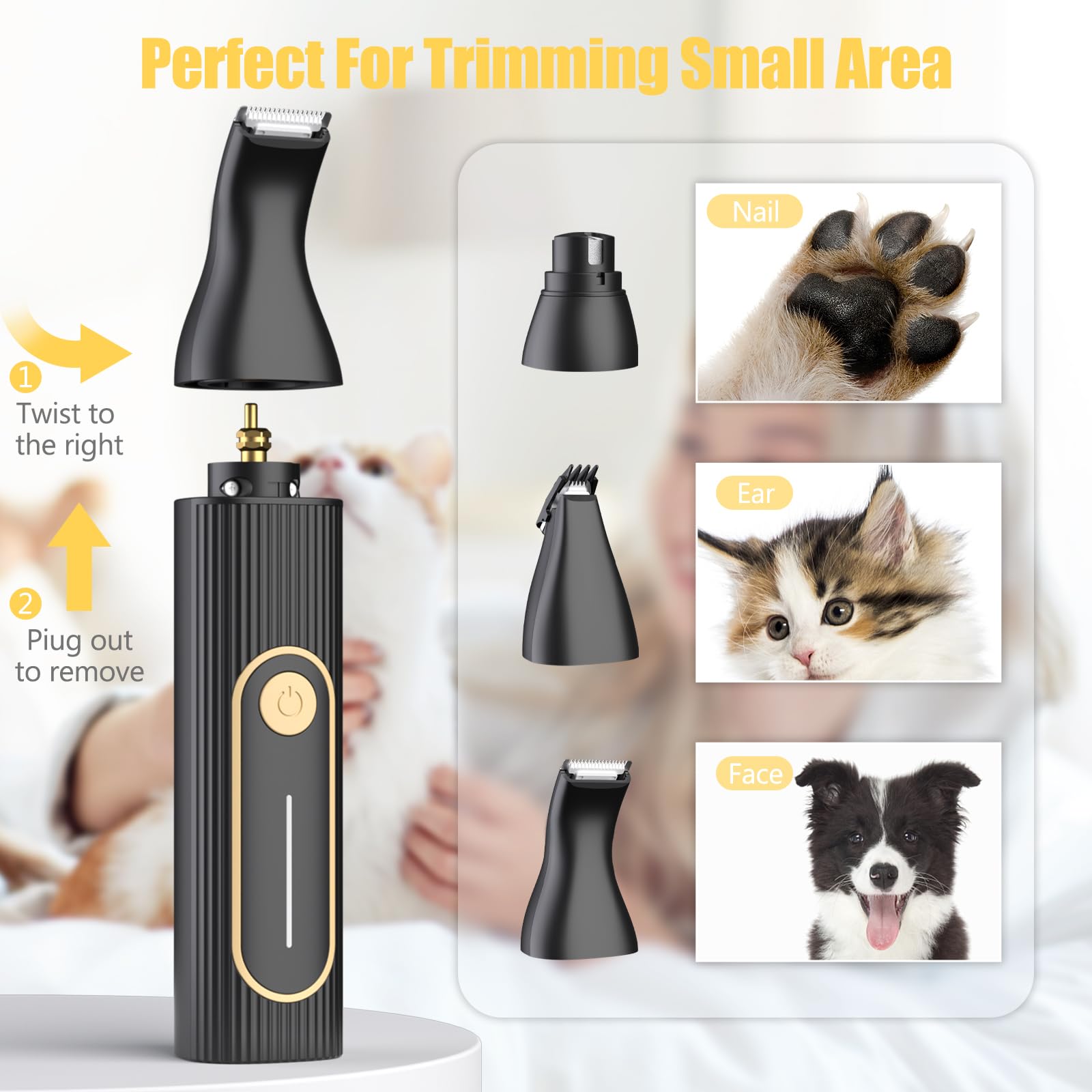 Dog Clippers Grooming Kit with Paw Trimmer for Thick/Matted/Knotted/Hair