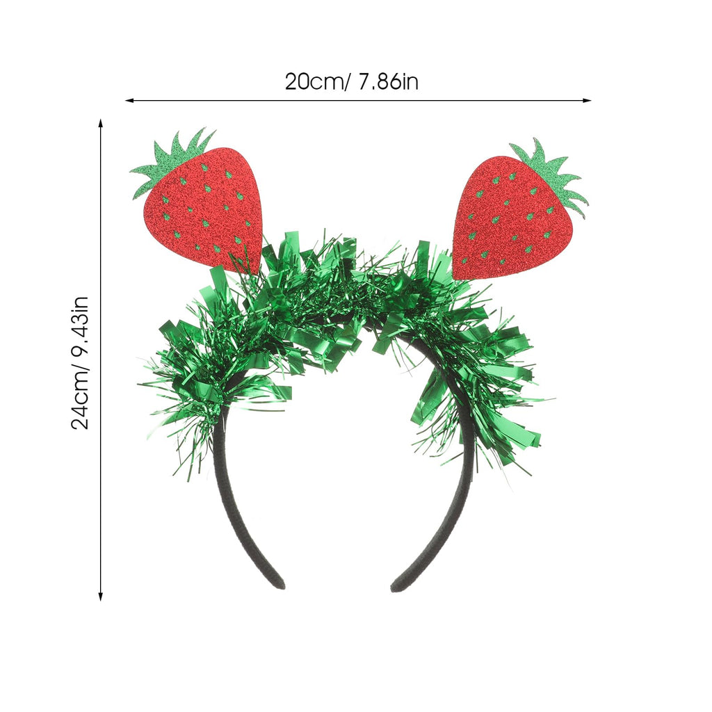 Women Girl Strawberry Headbands Glitter Tinsel Fruit Headband Valentines Easter Party Boppers Hair Accessories 7.87 x 9.44 x 1.96 inch