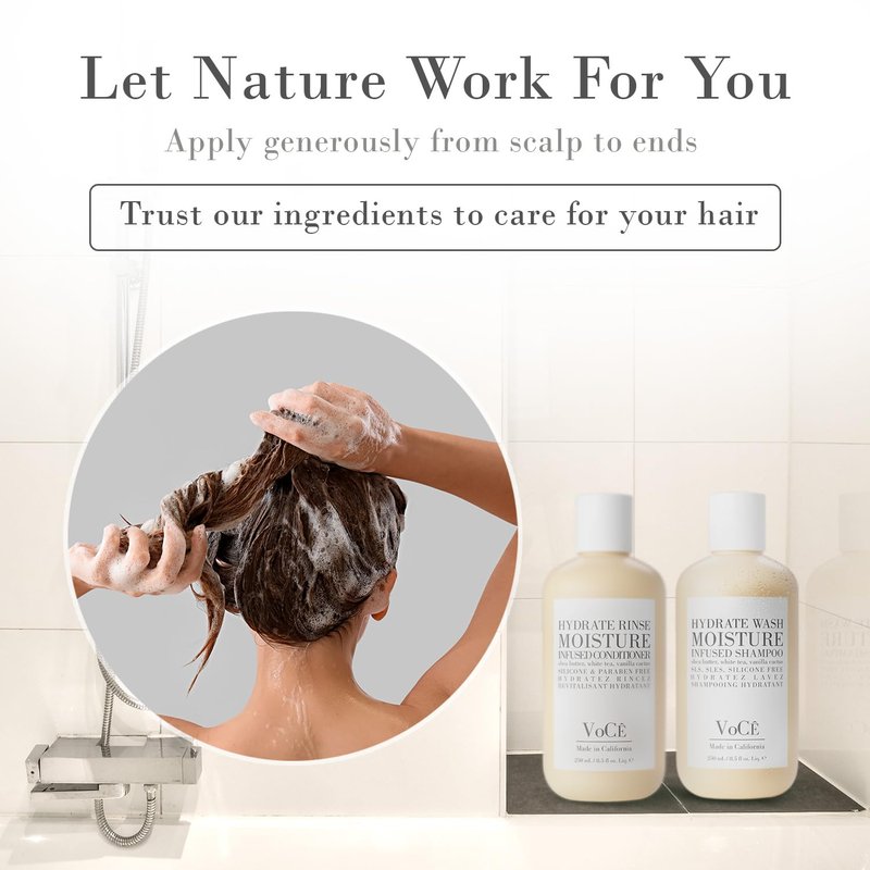 VoCÊ Haircare Natural Hydrating Conditioner - Deep Moisturizing, Anti-Frizz Formula | Vegan, Sulfate-Free, 8.5 oz