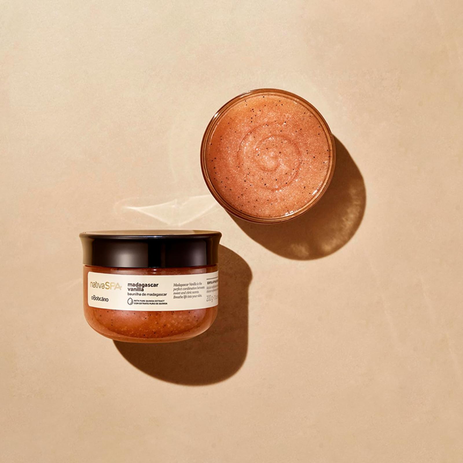 Nativa SPA by O Boticário Madagascar Vanilla Exfoliating Body Scrub, Hydrating & Anti Aging Gentle Exfoliator, 7 Ounce