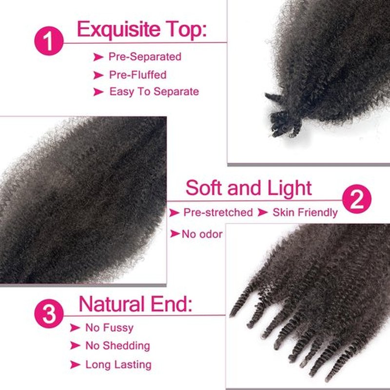 Afro Twist Hair 24 Inch 3 Packs, Springy Afro Twist Hair Pre Fluffed Spring Twist Hair Pre Stretched Wrapping Hair for Soft Locs Hair Extensions (24 Inch (Pack of 3), 4#)