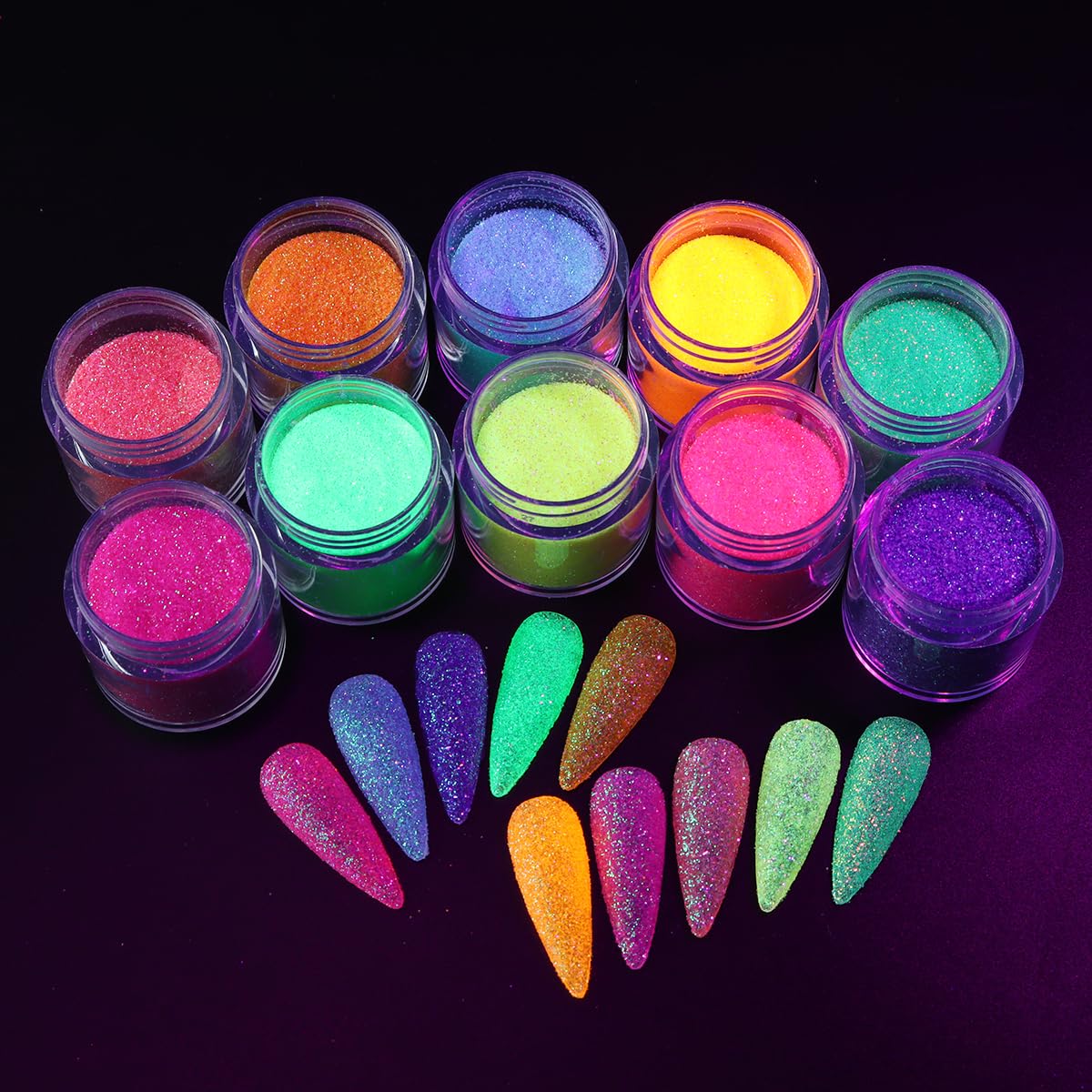 10 Bottle Shimmer Sugar Glitter Powder for Nails,Colorful Candy Coat Effect Iridescent Nail Dipping Powder Pigment, Fluorescent Chrome Dust and Stainless Steel Cuticle Pusher for DIY Manicure Decor