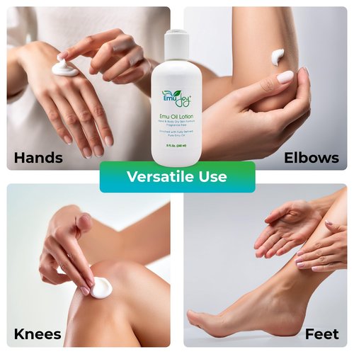 Emu Oil Infused Hand Lotion – Deep Moisturizing Cream for Dry & Cracked Hands Skin Relief – Perfect for Women, Men, and Travel | Natural Lotion with Shea Butter and Natural Oils - 8 oz