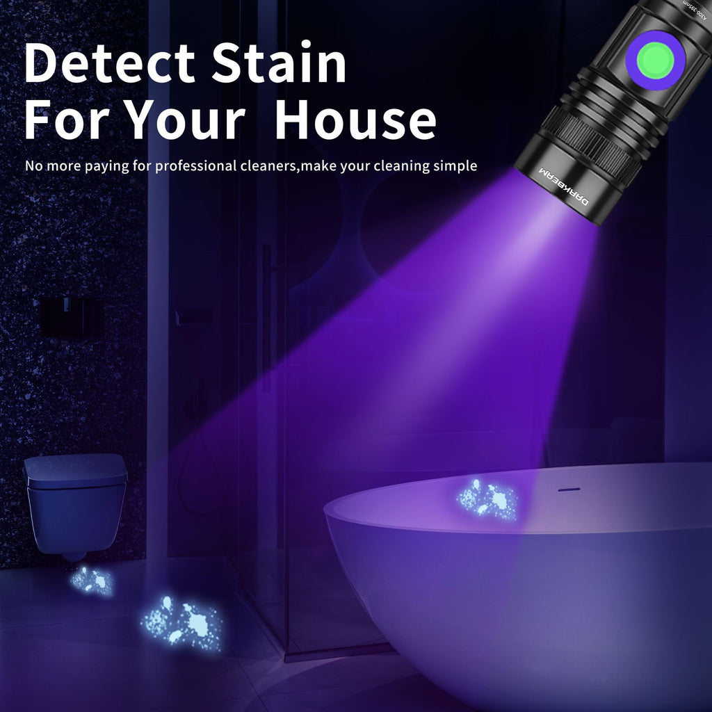 DARKBEAM UV Black Light Flashlight 395nm - Rechargeable USB Woods Lamp, Powerful Mini Ultraviolet LED Blacklight Flashlights - Resin Curing, Detector for Pet/Cat/Dog Urine, Stains, Scorpions