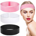 Pimoys 30 Count Disposable Headbands for Facials, Women's Skincare, Makeup, Bath, Sport, White, Black, Pink