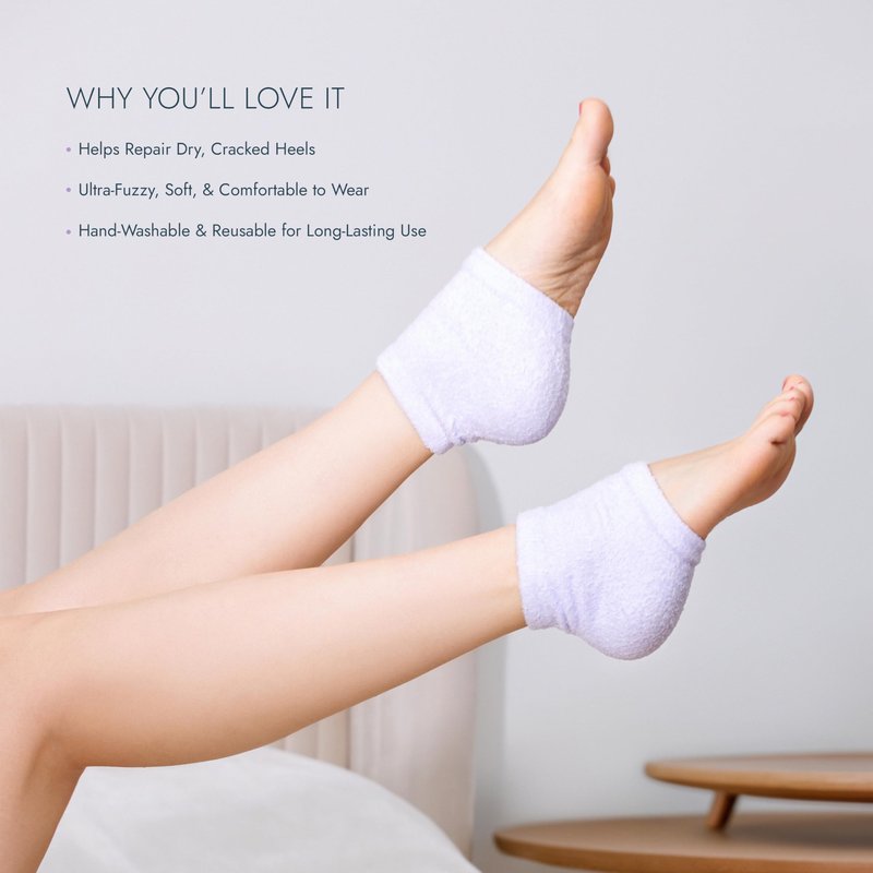 VOESH Moisturizing Heel Socks - Ultra-Soft Spa Socks for Your Foot Care Routine, K-Beauty Korean Skincare - Latex-Free Gel Lining is Activated by Body Heat to Lock in Moisture - Purple