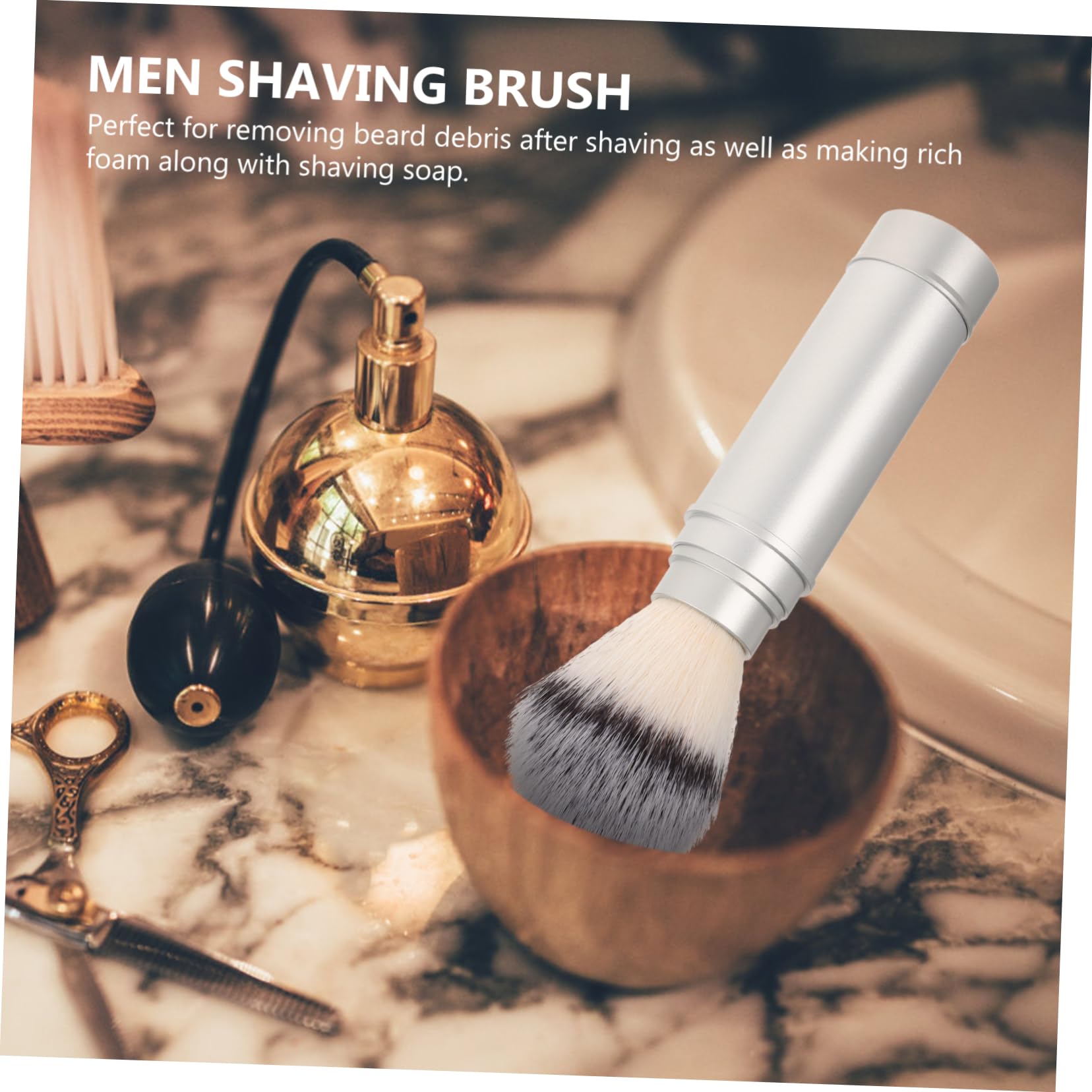 BIUDECO Shaving Brush Mens Shaving Brush Travel Size for Beard Grooming Soft Nylon Bristles for Lathering Soap Portable Shave for Home Salon and Travel Use