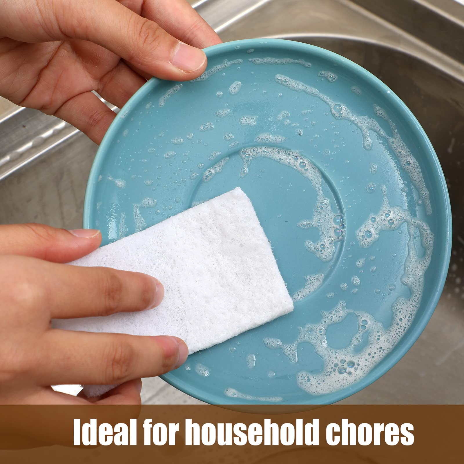 20 Pieces White Scrubbing Pad Non Scratch Scouring Pads Non Woven Scouring Sponge Multipurpose Abrasive Multi Surface Scrubber for Cleaning Polishing Home(4 x 6 Pulgadas)