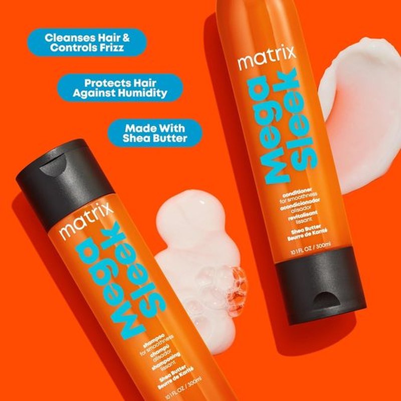 Matrix Mega Sleek Shampoo & Conditioner Set - Smoothing, Moisturizing, Anti-Frizz | For All Hair Types