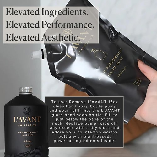 L'AVANT Collective High Performing Hand Soap Refill | Luxurious Ingredients for Soft & Smooth Hands | Fresh Linen Scent | 32 FL oz/946 mL