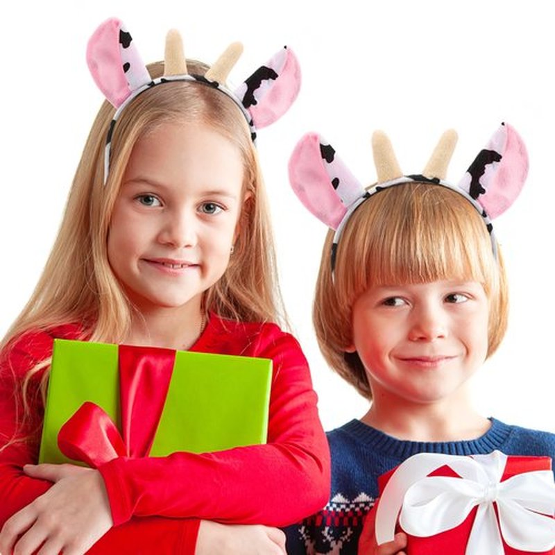 Plush Farm Animal Headband Set: 6 Milk Cow Ear Hairbands, Cosplay Costume Accessories, Party Headdress for Adults and Kids