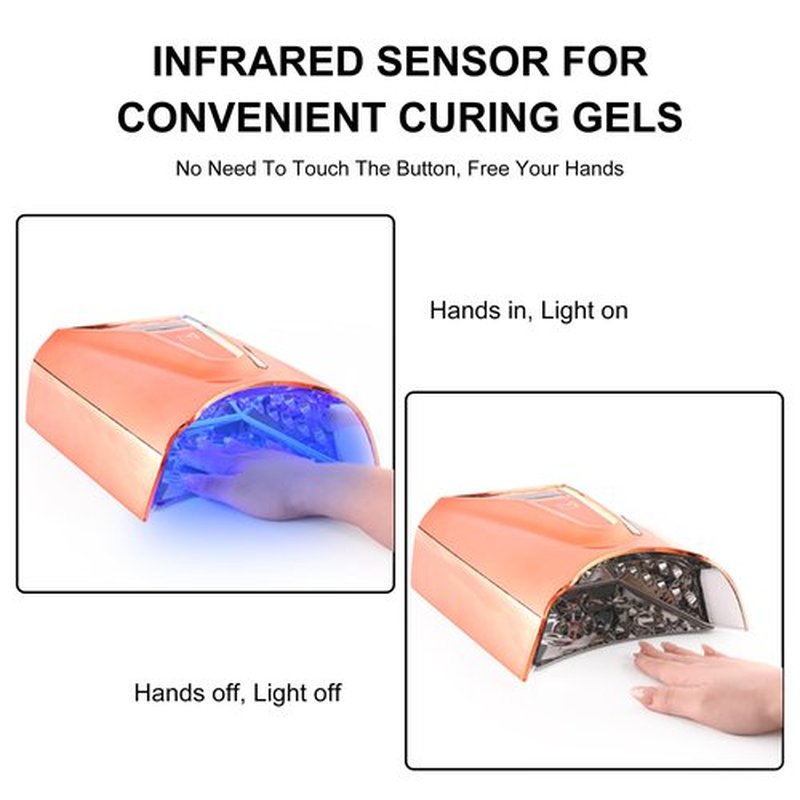 M - Crystal Cure 128W UV Nail Lamp - Fast Curing Nail Light with 45 Powerful 365nm+405nm LEDs - Cordless, Rechargeable, Auto Sensor - UV Light for Gel Nails for Manicures & Pedicures (White)